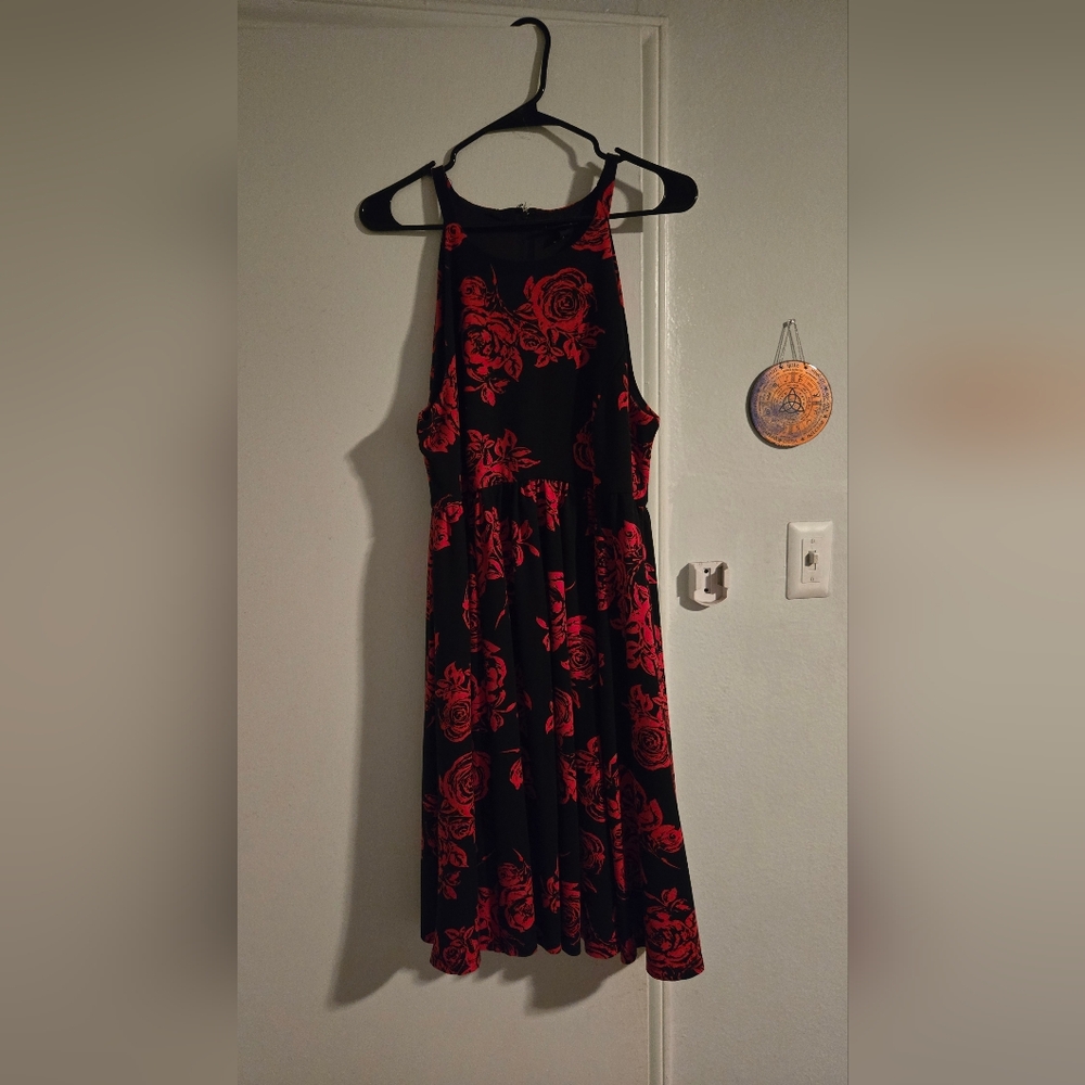 Black and Red Floral Dress